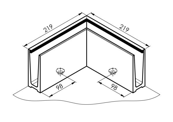 Ecke OUT für Aluprofil mit Oberverankerung AL/ELOX